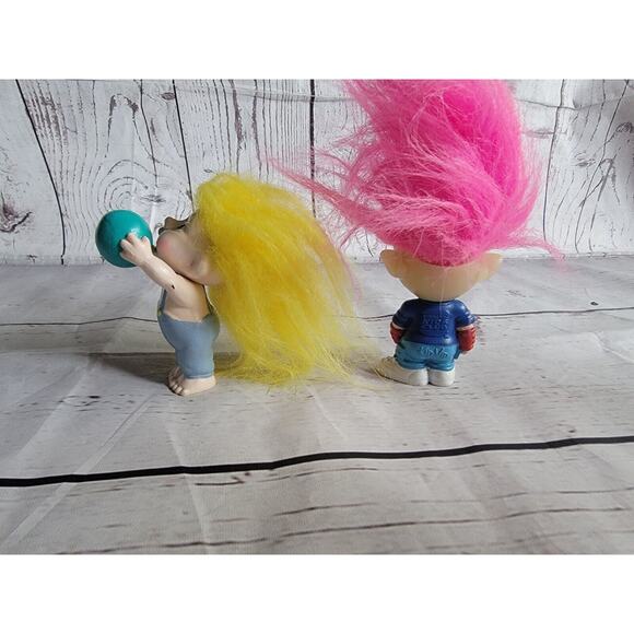 Vintage Applause Troll Baby Yellow Hair Burger King Pink Hair Troll - Picture 6 of 10
